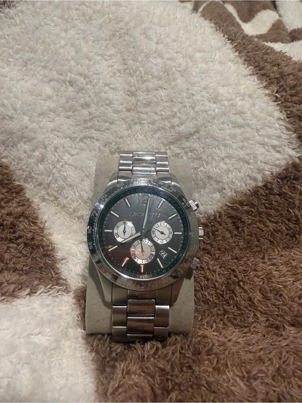 Michael Kors Silver and Gunmetal Chronograph Watch